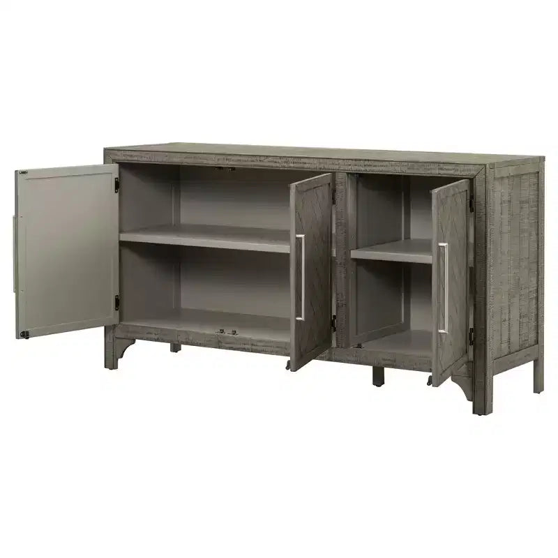 60W American Retro Sideboard with Adjustable Shelves, Storage Cabinet with 3 Doors for Living Room, Entrance and Study Room 4Q - ModernLuxe