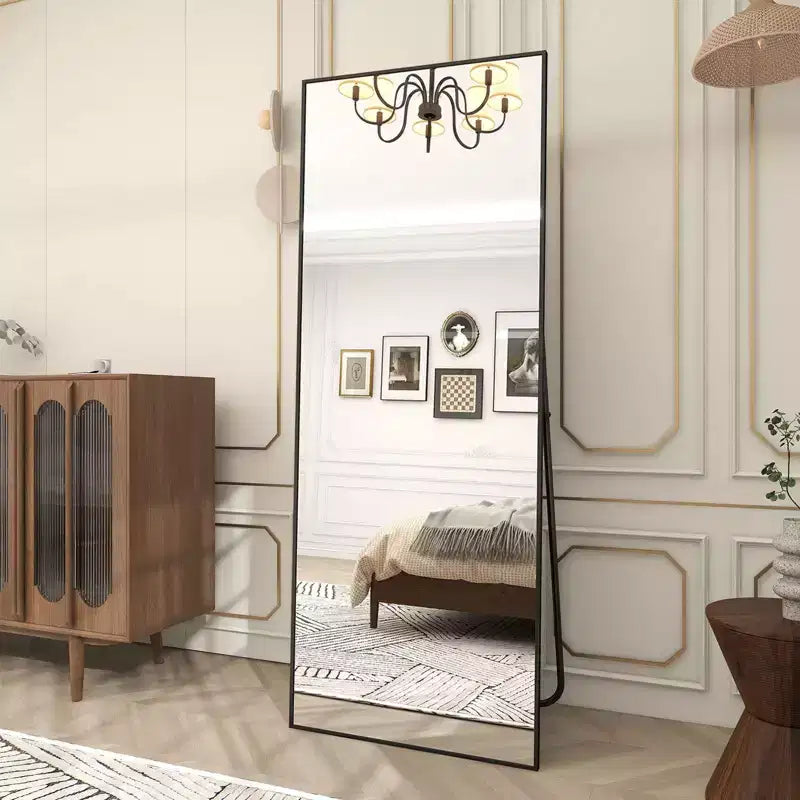 HOMLUX 18x58 Rectangle Full Length Floor Mirror Leaning Design Bathroom Entryway,Black/Gold