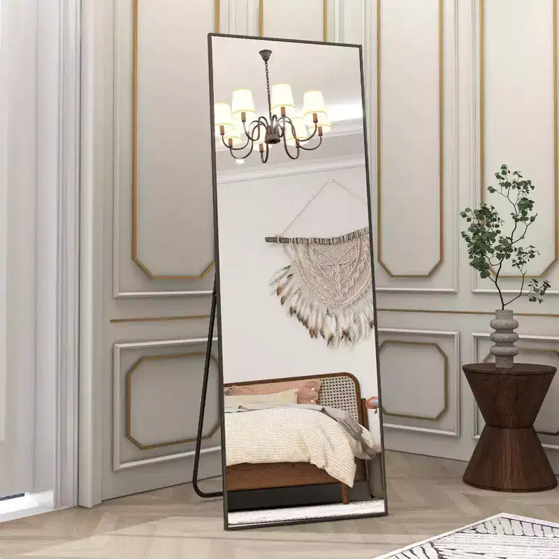HOMLUX 18x58 Rectangle Full Length Floor Mirror Leaning Design Bathroom Entryway,Black/Gold
