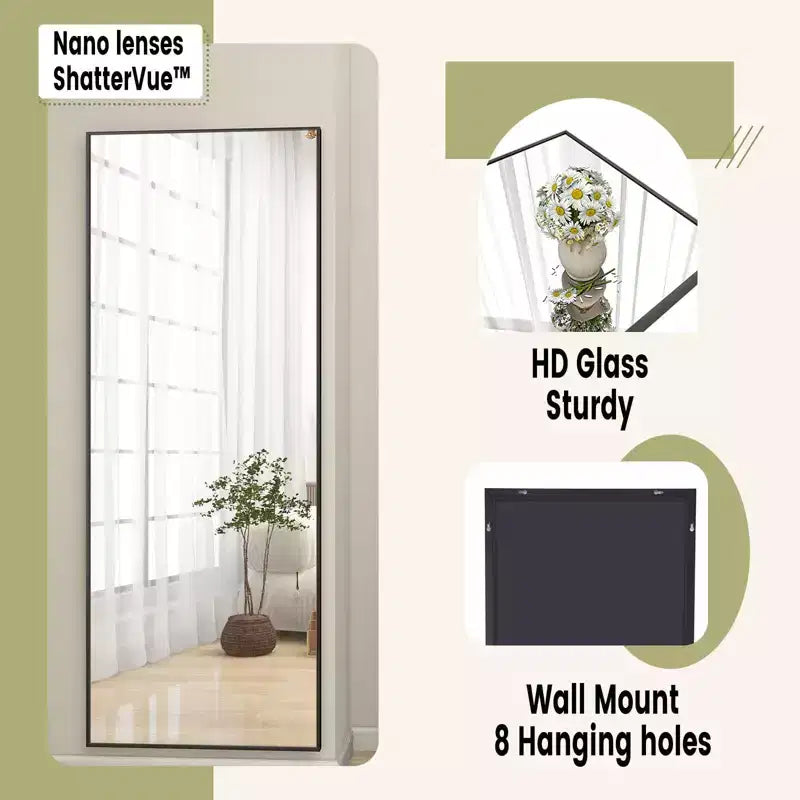 HOMLUX 18x58 Rectangle Full Length Floor Mirror Leaning Design Bathroom Entryway,Black/Gold