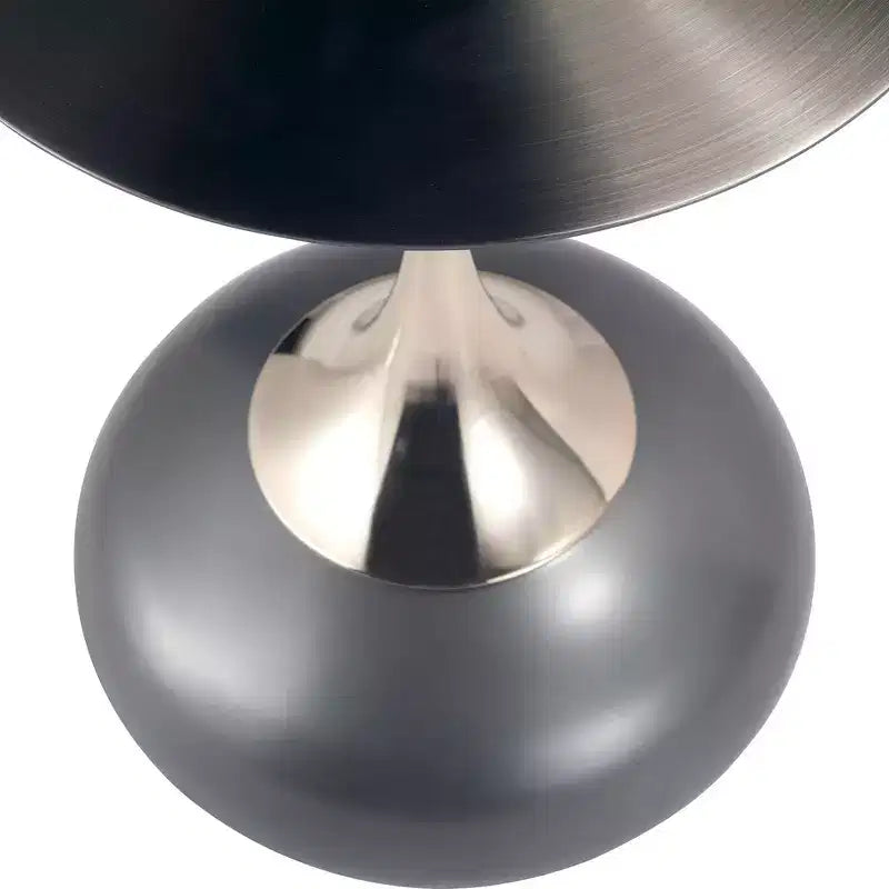 LeisureMod Savoy Modern Pedestal End Table - Black Stainless Steel Accent Table