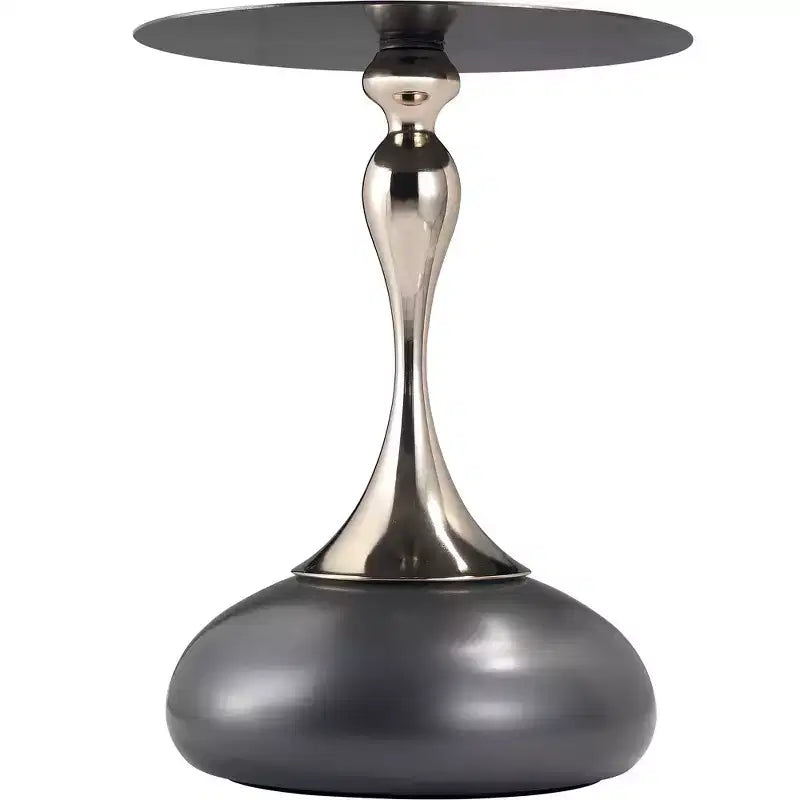 LeisureMod Savoy Modern Pedestal End Table - Black Stainless Steel Accent Table