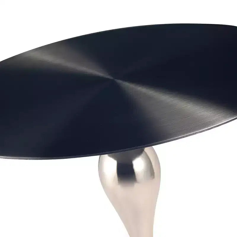 LeisureMod Savoy Modern Pedestal End Table - Black Stainless Steel Accent Table