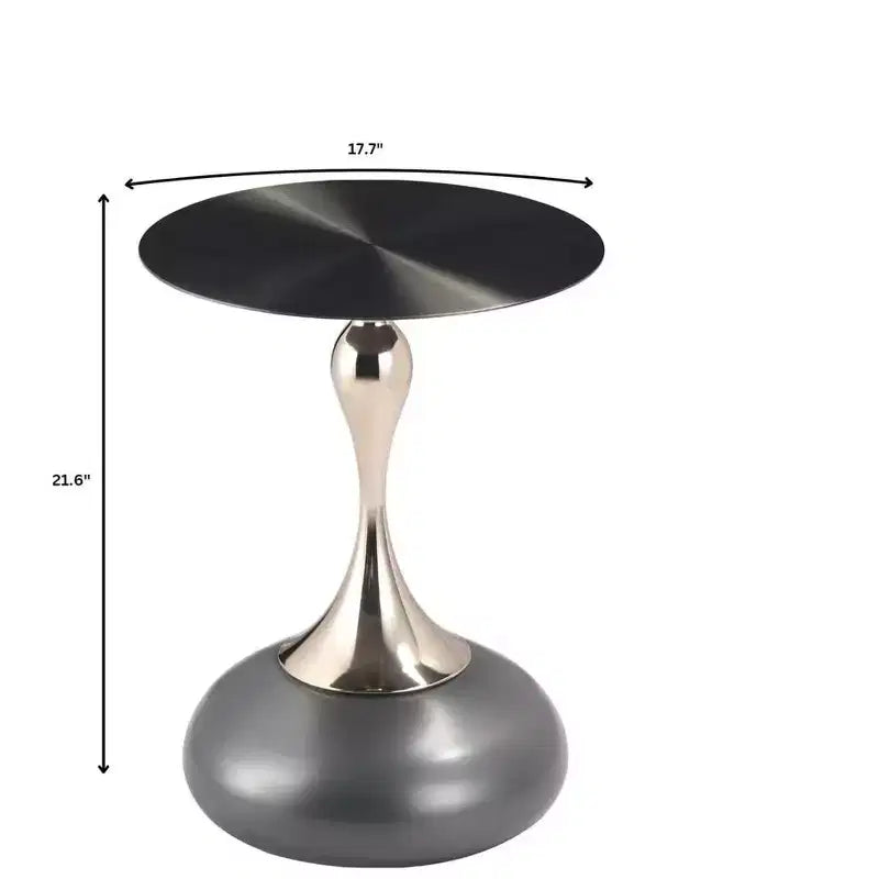 LeisureMod Savoy Modern Pedestal End Table - Black Stainless Steel Accent Table