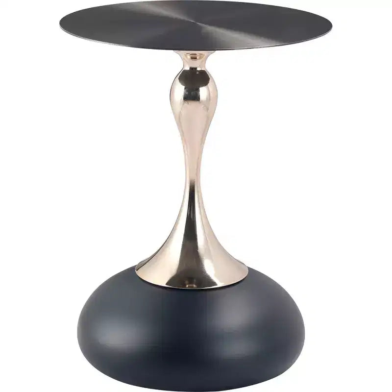 LeisureMod Savoy Modern Pedestal End Table - Black Stainless Steel Accent Table