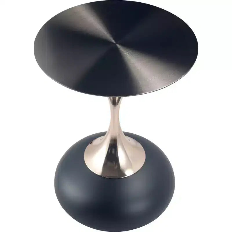 LeisureMod Savoy Modern Pedestal End Table - Black Stainless Steel Accent Table
