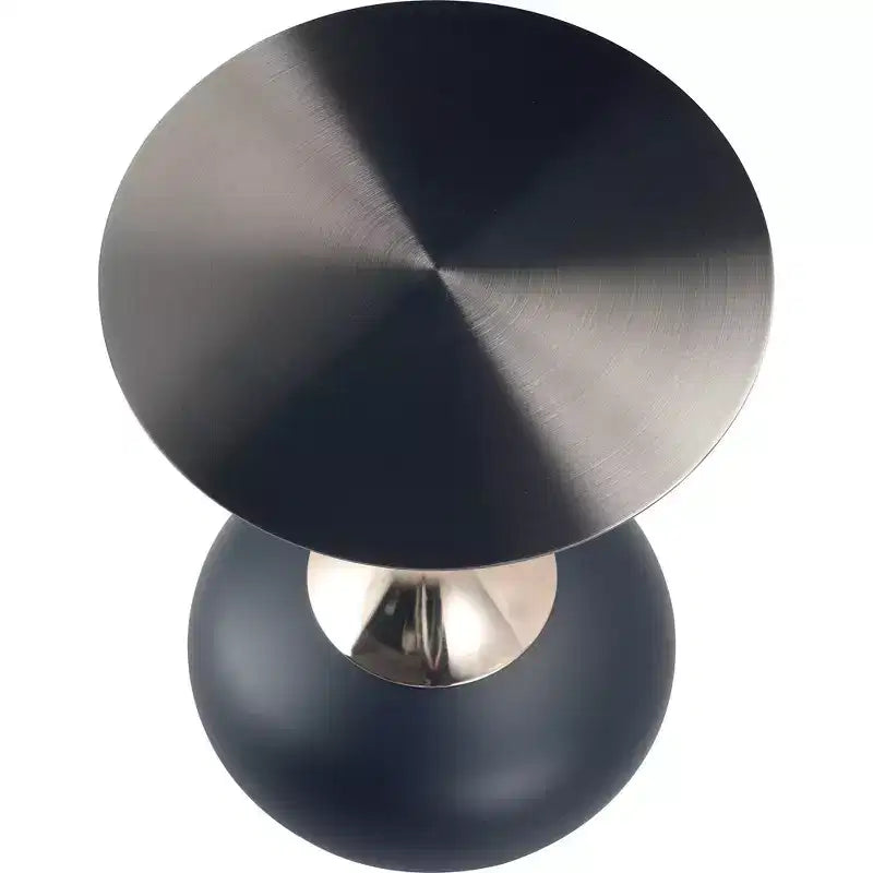 LeisureMod Savoy Modern Pedestal End Table - Black Stainless Steel Accent Table