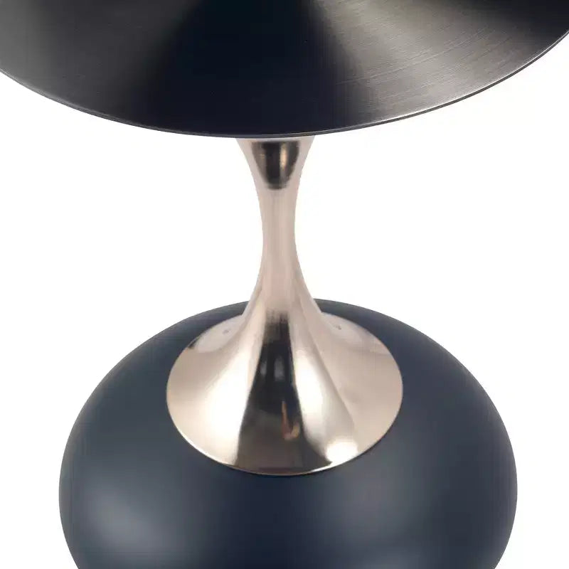 LeisureMod Savoy Modern Pedestal End Table - Black Stainless Steel Accent Table