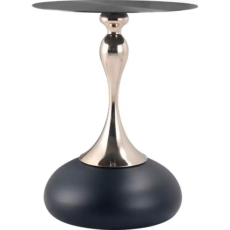 LeisureMod Savoy Modern Pedestal End Table - Black Stainless Steel Accent Table