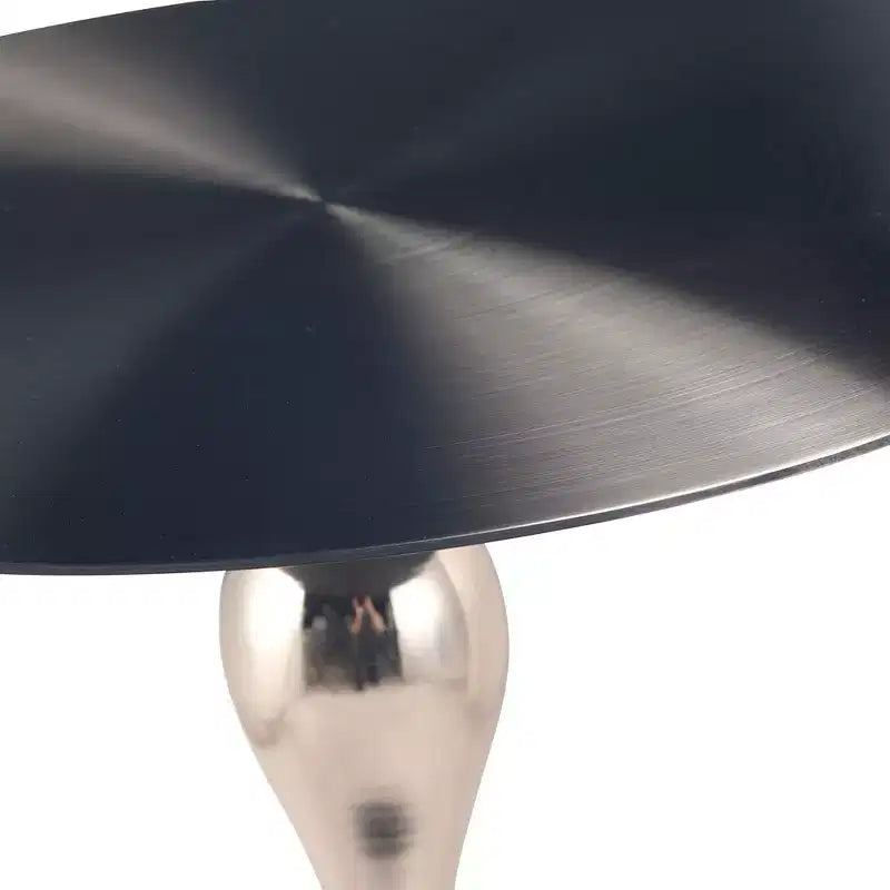 LeisureMod Savoy Modern Pedestal End Table - Black Stainless Steel Accent Table