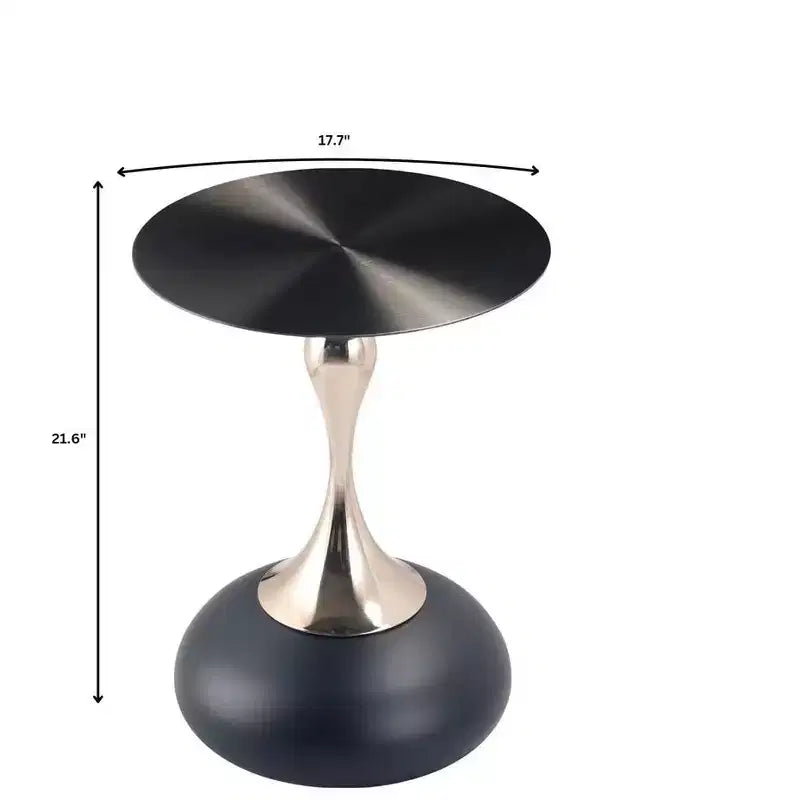 LeisureMod Savoy Modern Pedestal End Table - Black Stainless Steel Accent Table