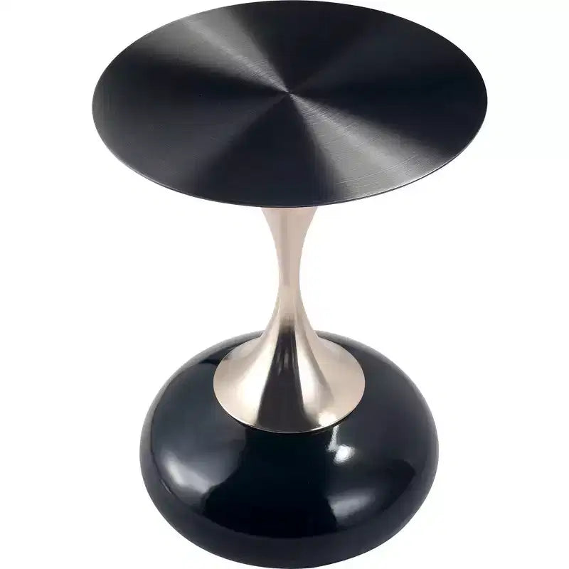 LeisureMod Savoy Modern Pedestal End Table - Black Stainless Steel Accent Table