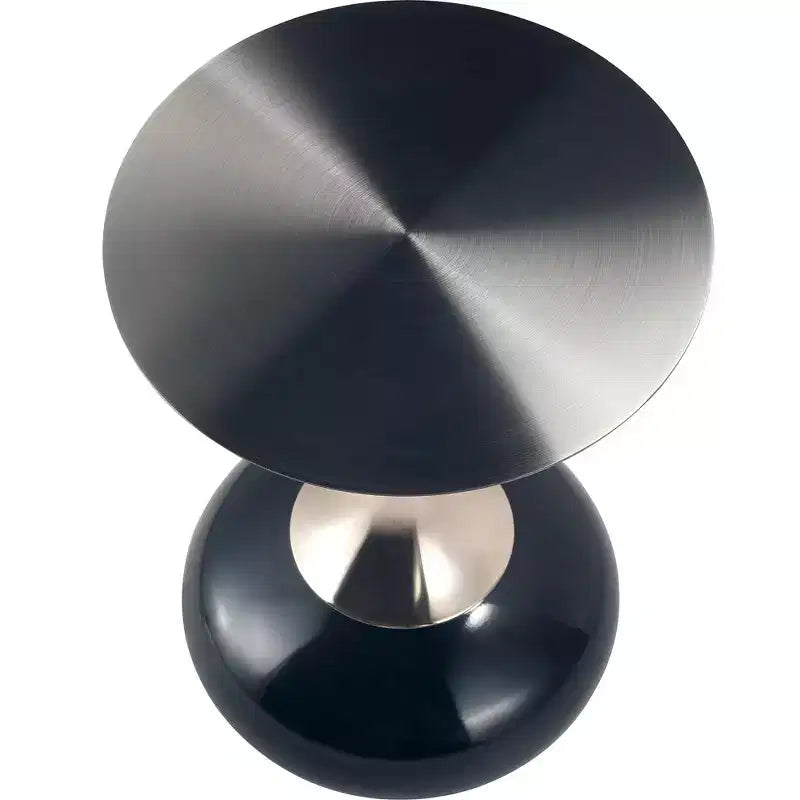 LeisureMod Savoy Modern Pedestal End Table - Black Stainless Steel Accent Table