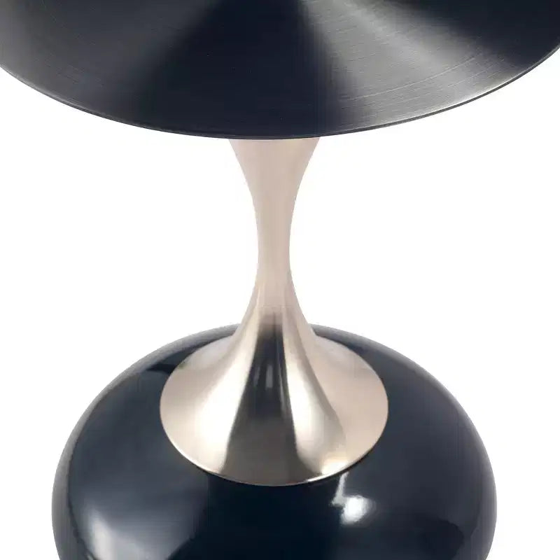 LeisureMod Savoy Modern Pedestal End Table - Black Stainless Steel Accent Table
