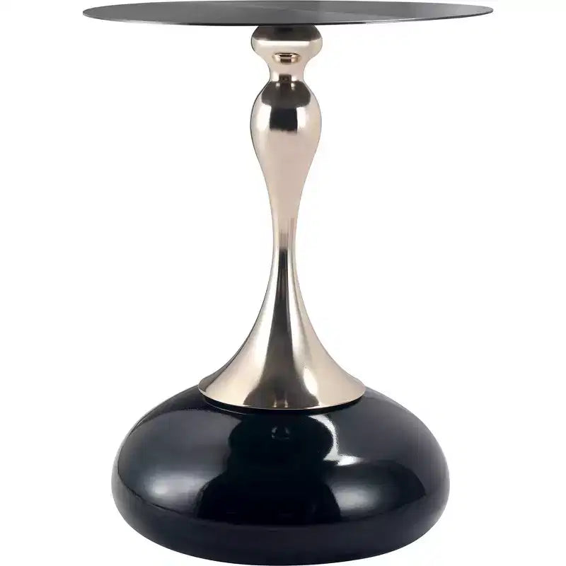 LeisureMod Savoy Modern Pedestal End Table - Black Stainless Steel Accent Table