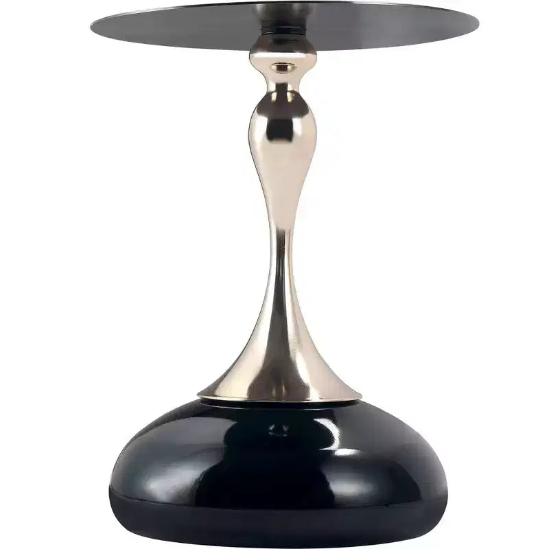 LeisureMod Savoy Modern Pedestal End Table - Black Stainless Steel Accent Table