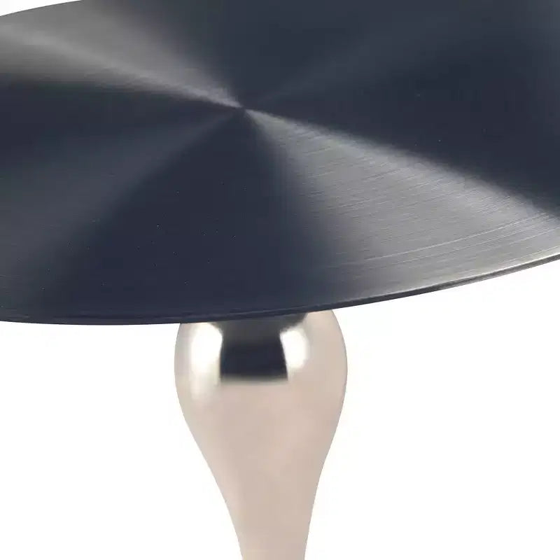 LeisureMod Savoy Modern Pedestal End Table - Black Stainless Steel Accent Table