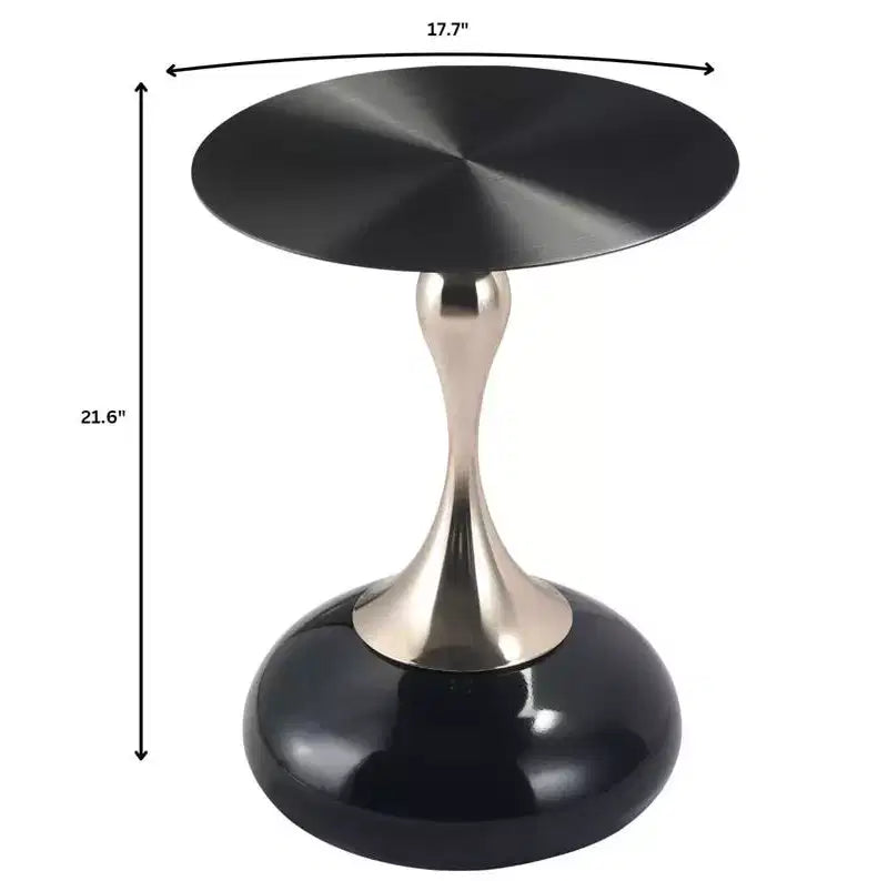 LeisureMod Savoy Modern Pedestal End Table - Black Stainless Steel Accent Table