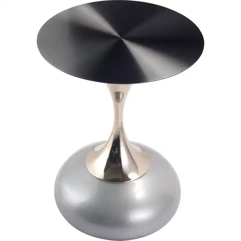LeisureMod Savoy Modern Pedestal End Table - Black Stainless Steel Accent Table
