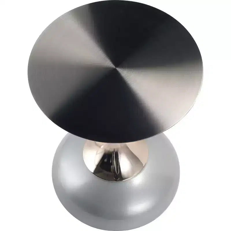 LeisureMod Savoy Modern Pedestal End Table - Black Stainless Steel Accent Table