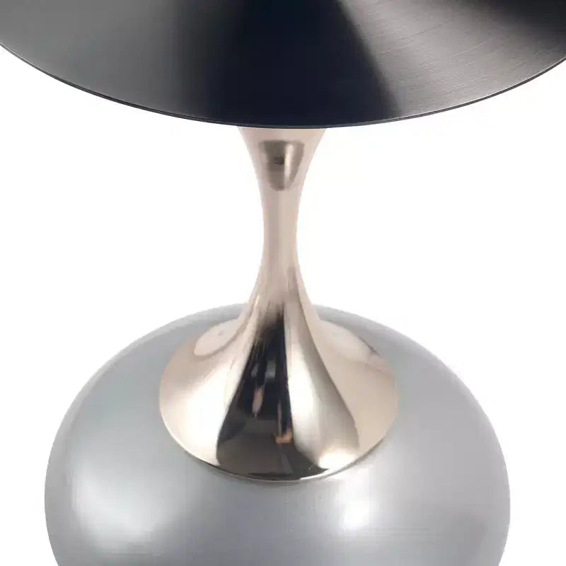 LeisureMod Savoy Modern Pedestal End Table - Black Stainless Steel Accent Table
