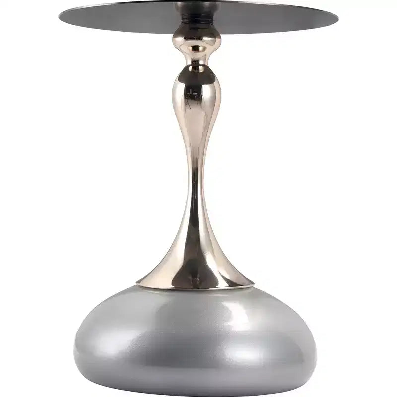 LeisureMod Savoy Modern Pedestal End Table - Black Stainless Steel Accent Table