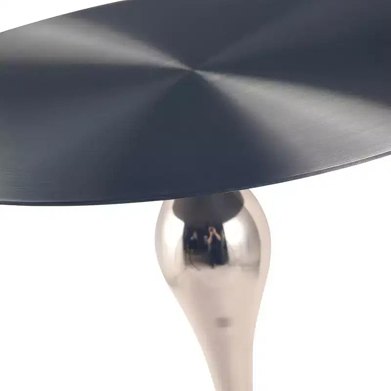 LeisureMod Savoy Modern Pedestal End Table - Black Stainless Steel Accent Table