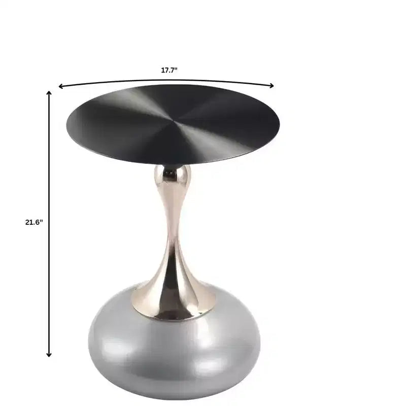 LeisureMod Savoy Modern Pedestal End Table - Black Stainless Steel Accent Table
