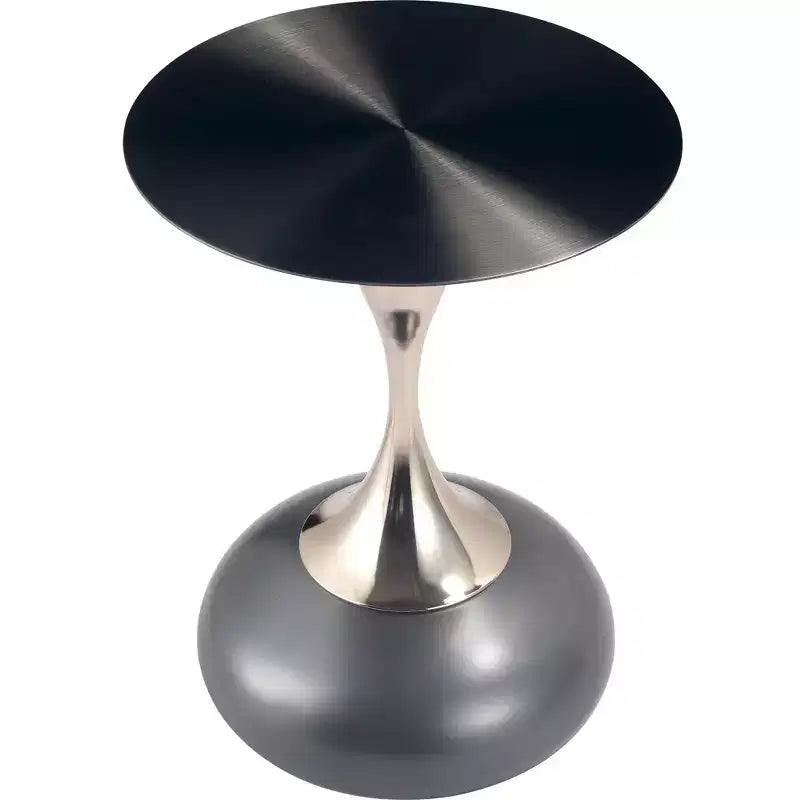 LeisureMod Savoy Modern Pedestal End Table - Black Stainless Steel Accent Table