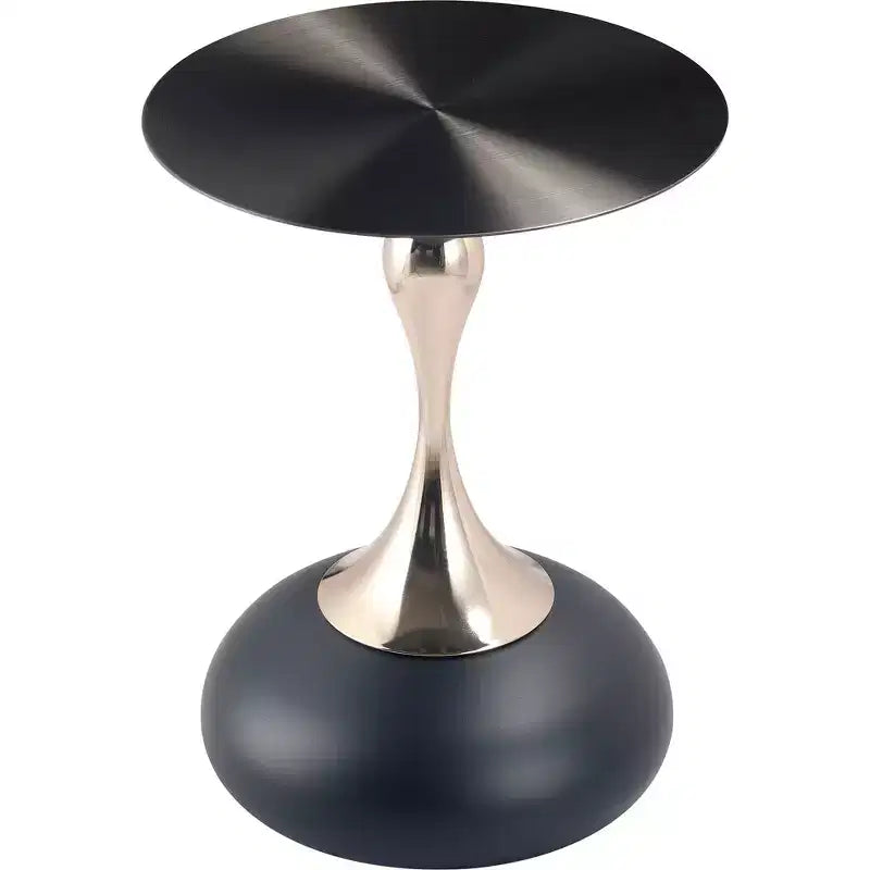 LeisureMod Savoy Modern Pedestal End Table - Black Stainless Steel Accent Table