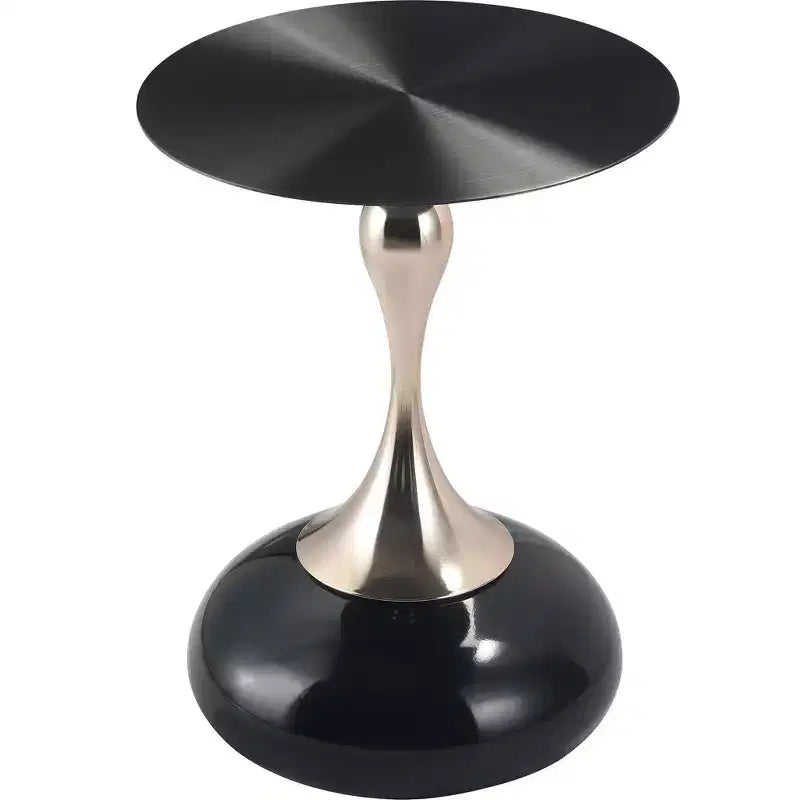 LeisureMod Savoy Modern Pedestal End Table - Black Stainless Steel Accent Table