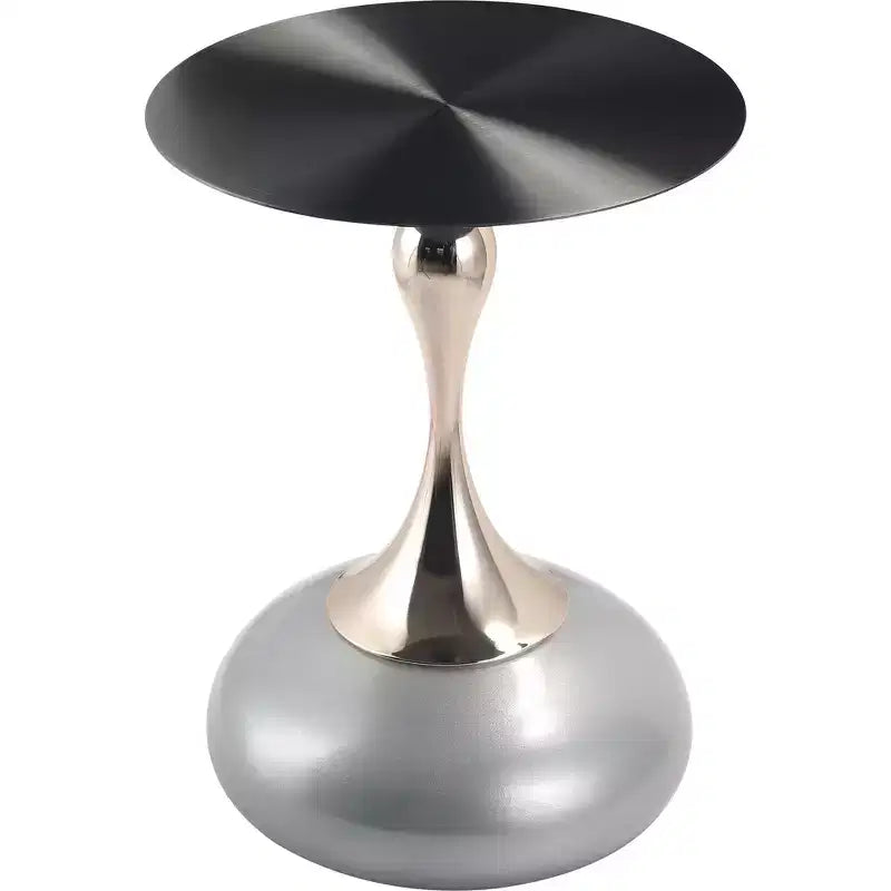 LeisureMod Savoy Modern Pedestal End Table - Black Stainless Steel Accent Table