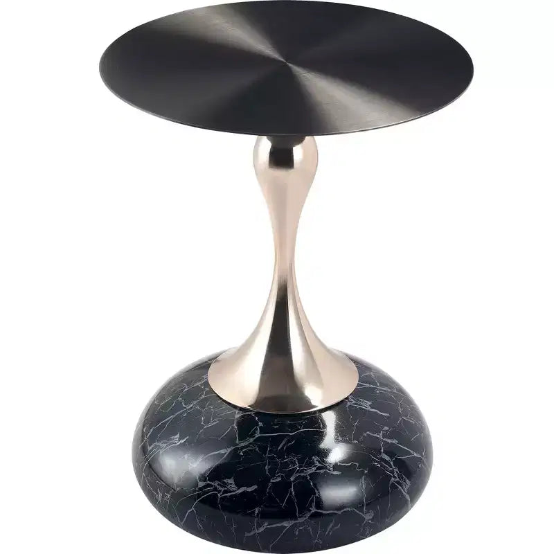 LeisureMod Savoy Modern Pedestal End Table - Black Stainless Steel Accent Table
