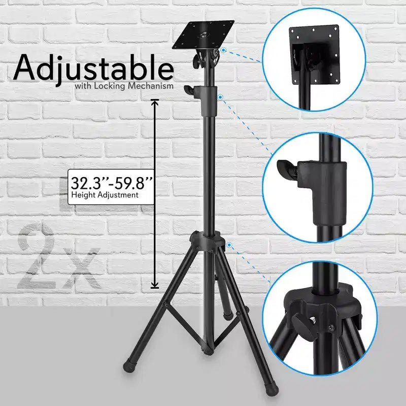 Pyle 32 Portable TV Stand - Height Adjustable Foldable Tripod