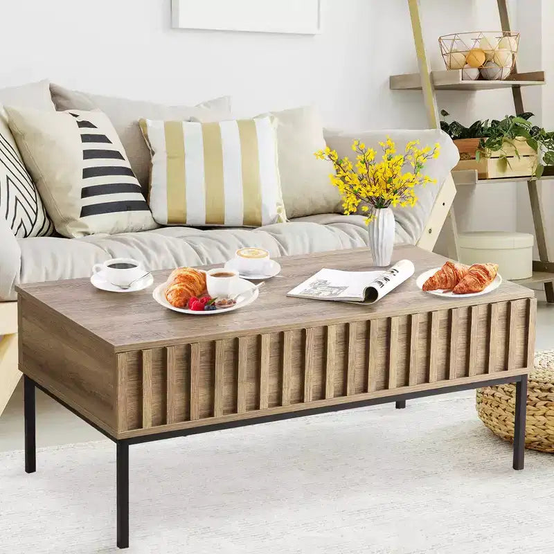 WhizMax Lift Top Coffee Table, Mid Century Modern Coffee Table, Farmhouse Wooden Coffee Table with Hidden Storage Compartment