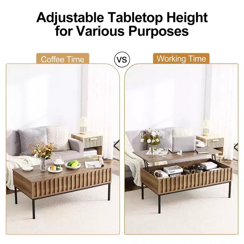 WhizMax Lift Top Coffee Table, Mid Century Modern Coffee Table, Farmhouse Wooden Coffee Table with Hidden Storage Compartment