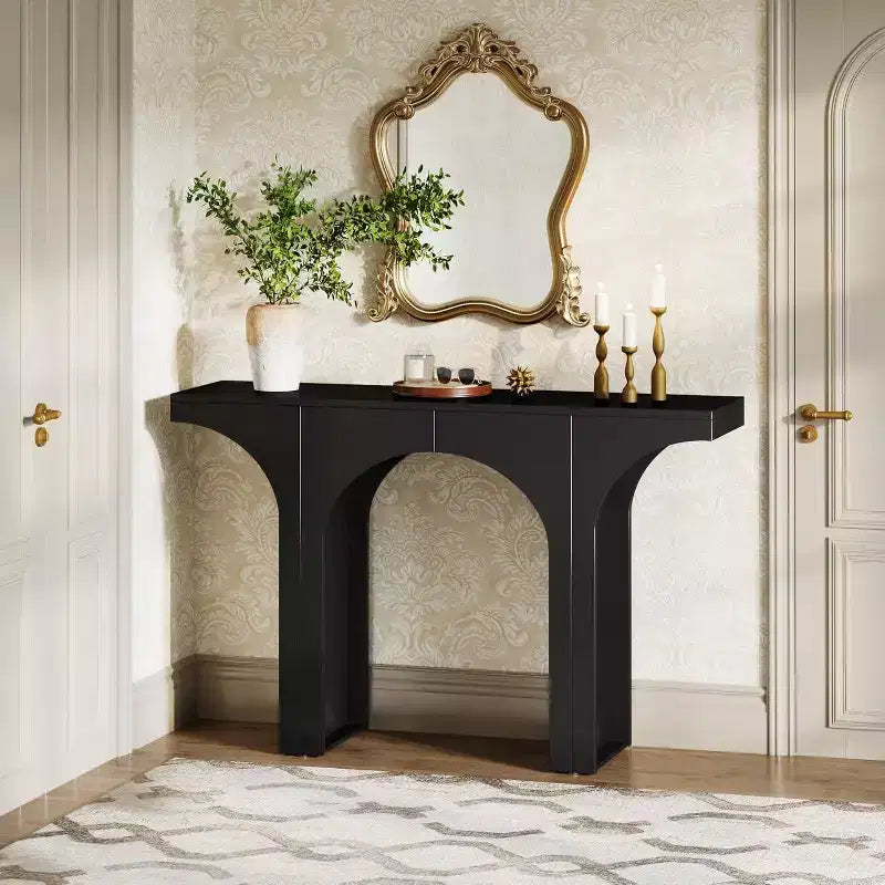 Lantine 47.24 Inches Black Console Table with Arch Base