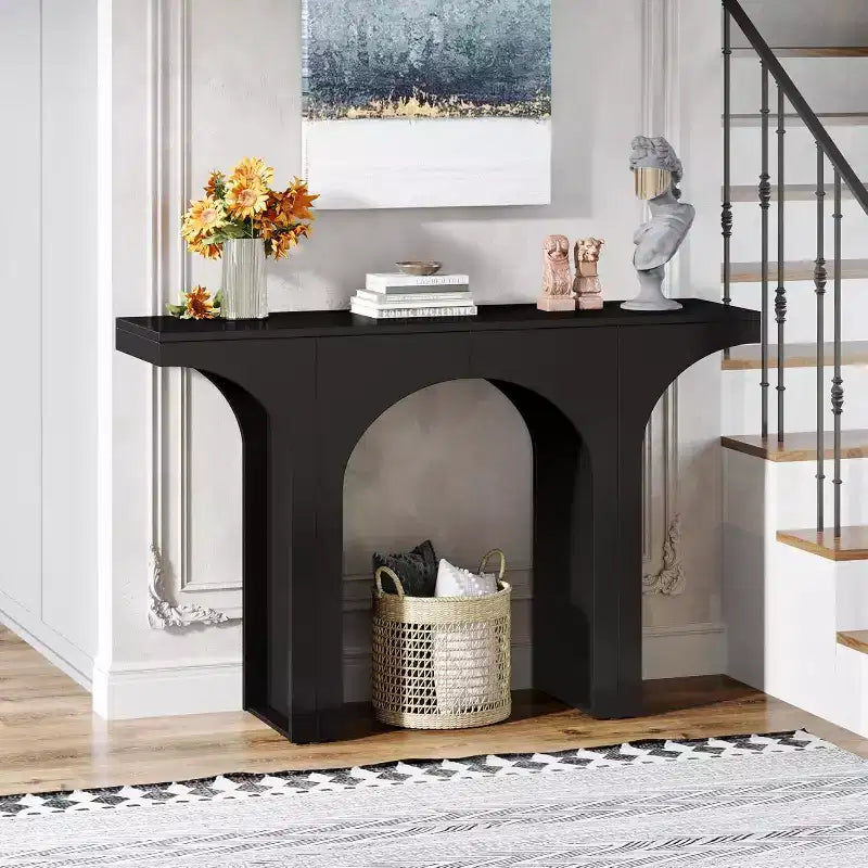 Lantine 47.24 Inches Black Console Table with Arch Base