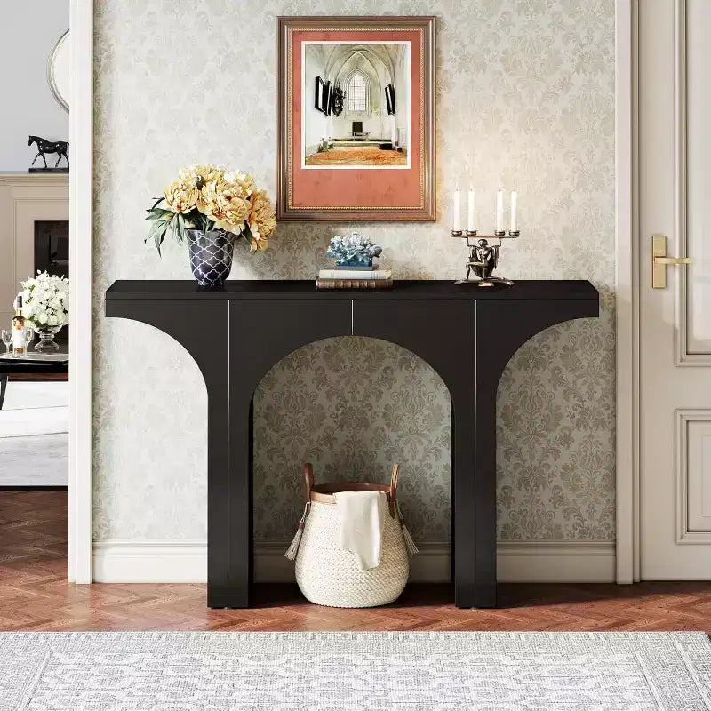 Lantine 47.24 Inches Black Console Table with Arch Base