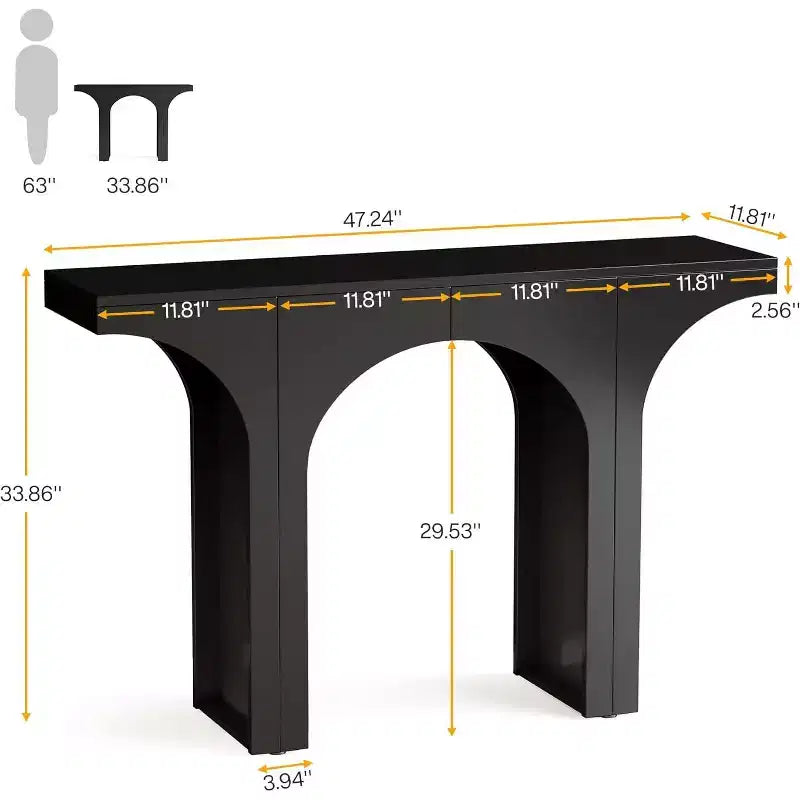 Lantine 47.24 Inches Black Console Table with Arch Base