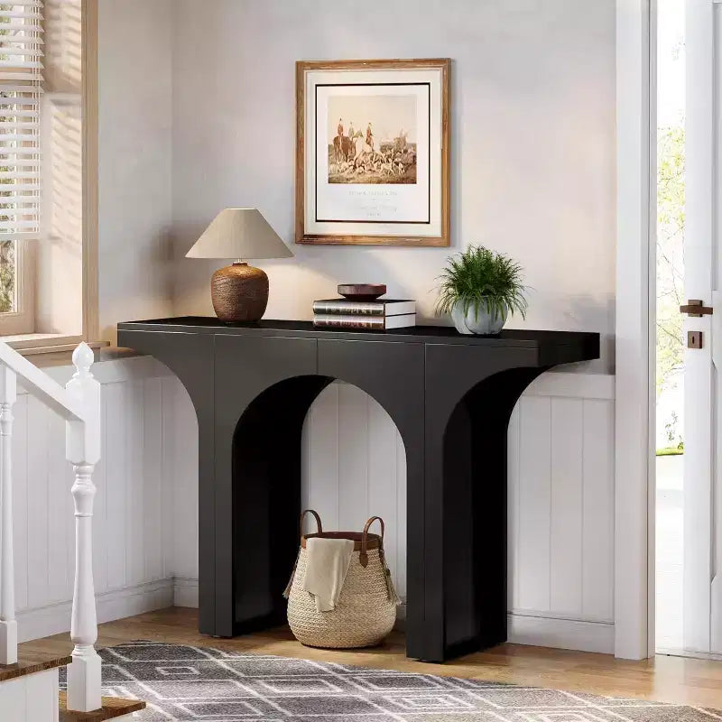 Lantine 47.24 Inches Black Console Table with Arch Base