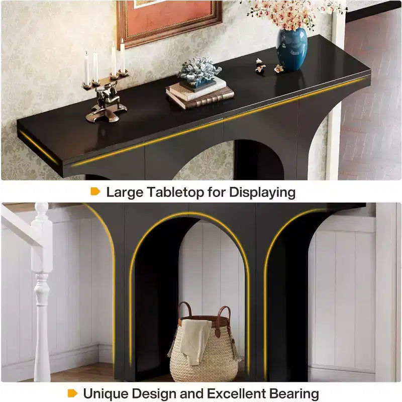 Lantine 47.24 Inches Black Console Table with Arch Base