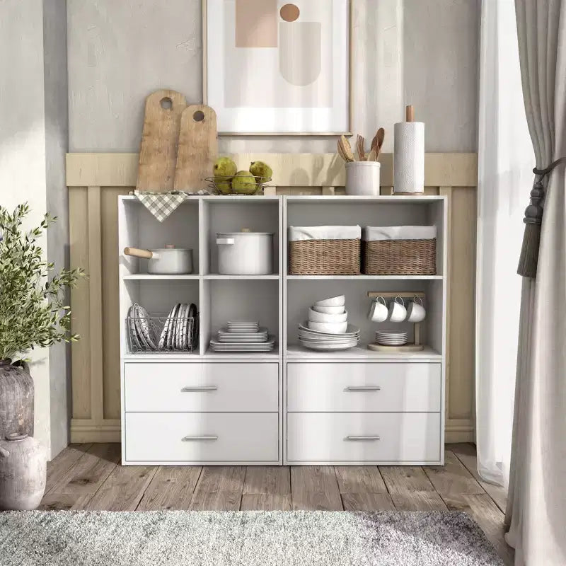 24/7 Shop At Home 24" Silkpath Modern 4 Cube Stackable and Modular Bookcase
