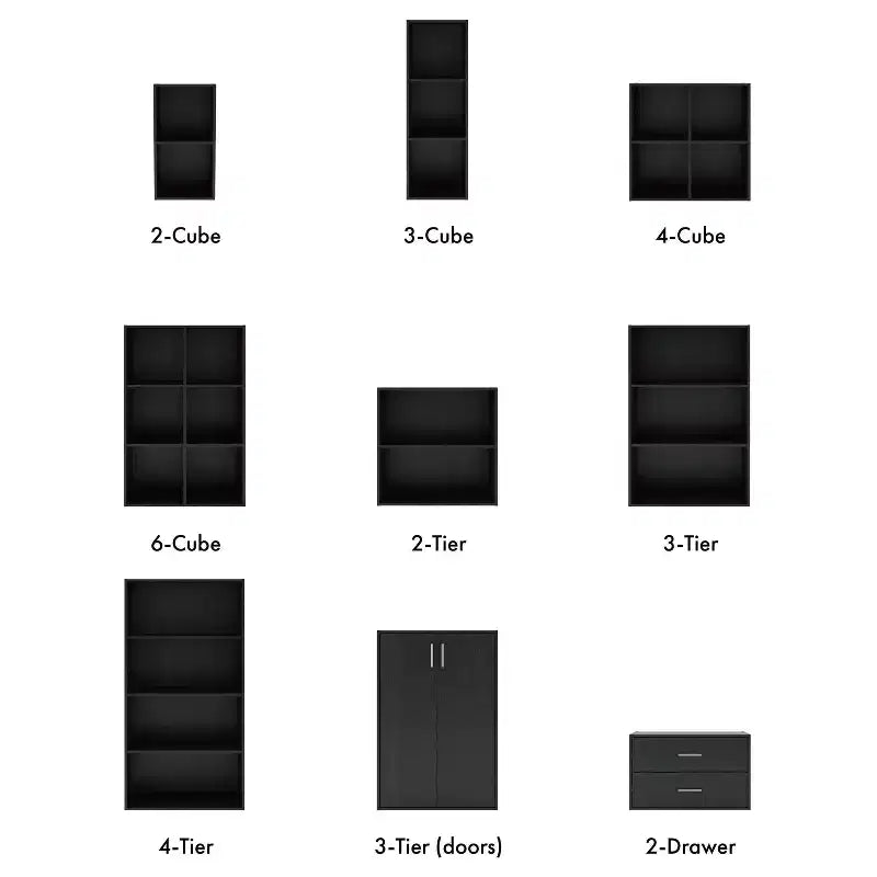 24/7 Shop At Home 24" Silkpath Modern 4 Cube Stackable and Modular Bookcase