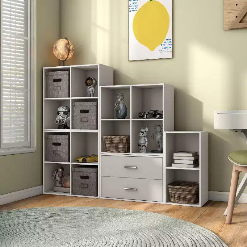 24/7 Shop At Home 24" Silkpath Modern 4 Cube Stackable and Modular Bookcase