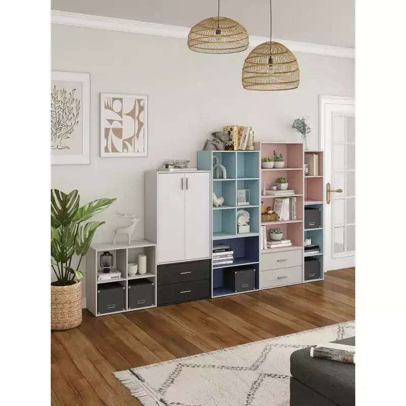 24/7 Shop At Home 24" Silkpath Modern 4 Cube Stackable and Modular Bookcase