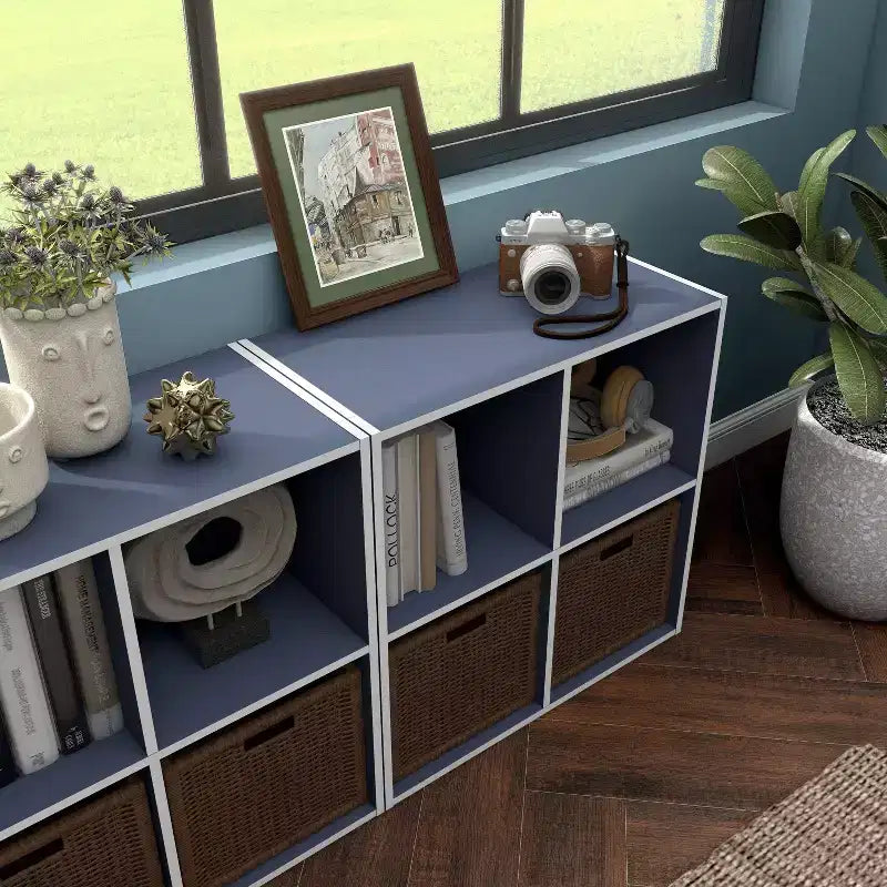 24/7 Shop At Home 24" Silkpath Modern 4 Cube Stackable and Modular Bookcase