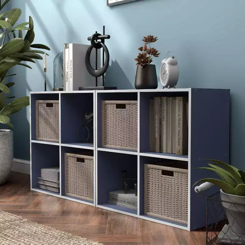 24/7 Shop At Home 24" Silkpath Modern 4 Cube Stackable and Modular Bookcase