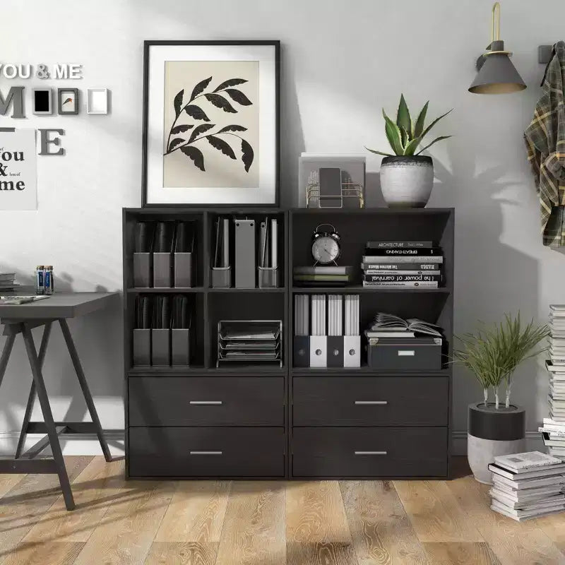 24/7 Shop At Home 24" Silkpath Modern 4 Cube Stackable and Modular Bookcase