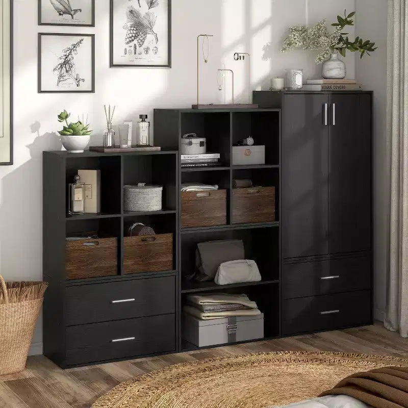 24/7 Shop At Home 24" Silkpath Modern 4 Cube Stackable and Modular Bookcase